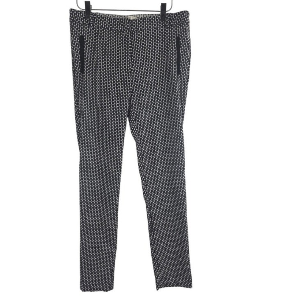 Mosaic & Co Geometric Print Pants L Womens Black White Skinny Mid Rise Artsy